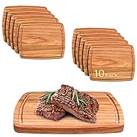 10 Pieces Acacia Wood Cutting Boards Set, Durable Wooden Chopping Board with Juice Groove Charcuterie Serving Board for Kitch