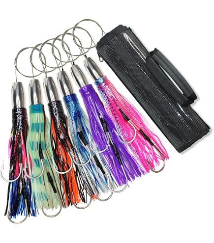 High Speed Wahoo Trolling Lure Set with Bag + Cable Rigged Tuna and Dorado Lures : Sports & Outdoors