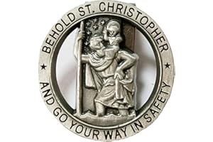 ANOWVI Saint Christopher Medal for Car, Visor Clips for Cars, St Christopher Medal for Car Visor, Gift for Drivers, Car Travel Accessories for Long Trips Families, Friends (Style2, 1 Pack)