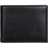 KALY LOR Men's Leather Slim Wallet, RFID-Protected Dual-Fold, Unisex, Oil-Tanned, (Black)