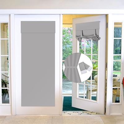 Maritown Blackout Door Curtain 1 Panel French Door Tie Up Easy Install