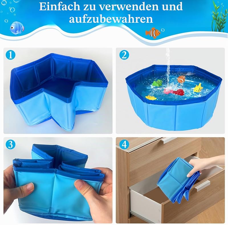 Katzen Pool 30x10cm Faltbare Katzenpool mit 6 Fischen Wasser Spielzeug Faltbarer Pool Interaktives Wasserspielzeug Katze Spielzeug für gelangweilte Indoor Katzen