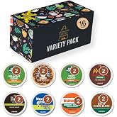 Decaf Coffee Pods Variety Pack - 16 K Cups, 8 Flavors - Includes all Top Decaf Brands- Light Roast, Medium Roast, Dark Roast, House Blend Decaf Coffee in Giftable Decaf K Cups Sampler Box for Keurig