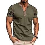 Men's Casual Henley Shirts Classic Button Cotton