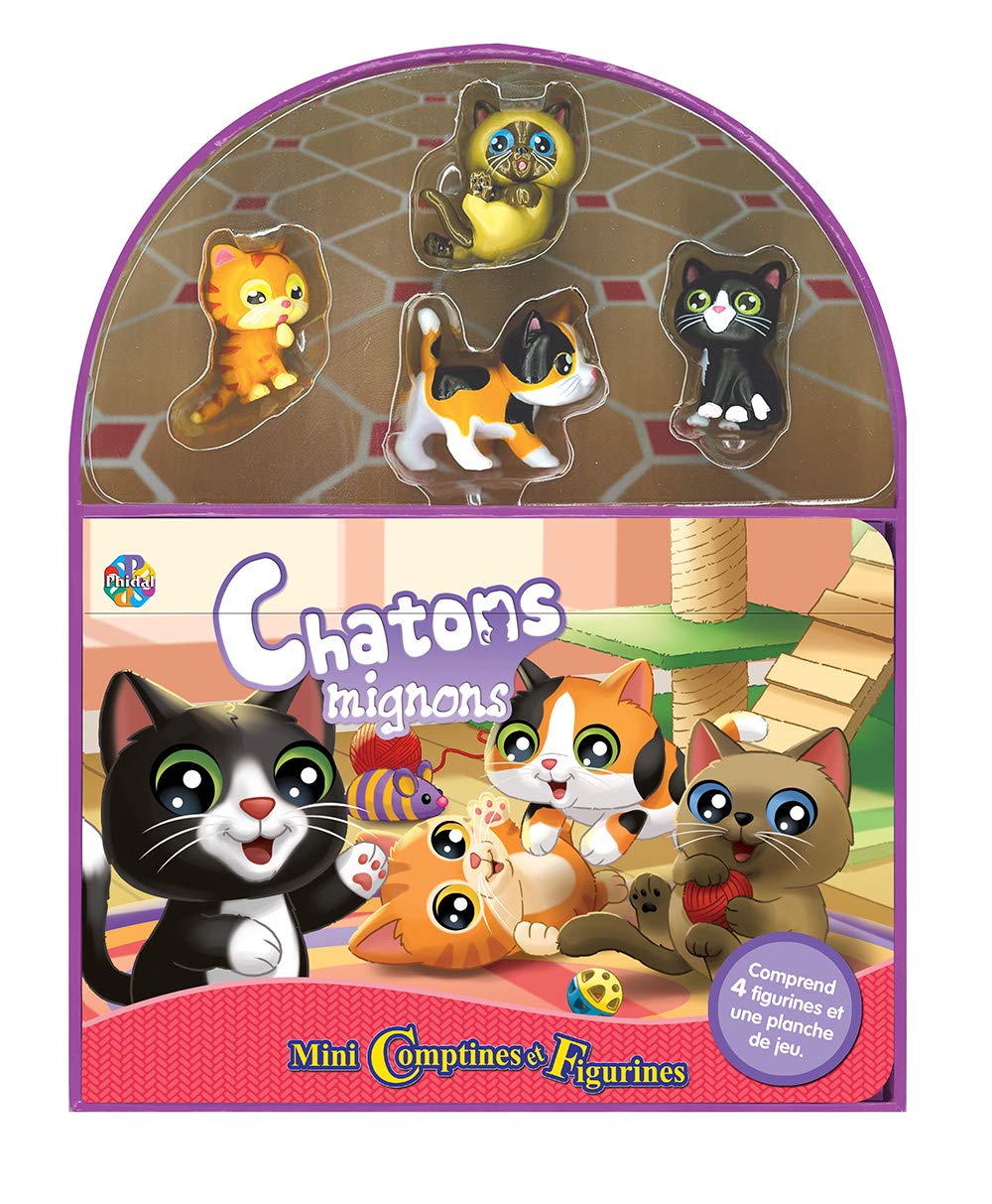 phidal- Kittens 9782764359280 Cardboard Book with 12 Pages, 4 Figurines and a Game Board, Multi-Coloured