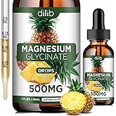 Magnesium Glycinate Supplement, Liquid Magnesium Glycinate Liquid Drops 500mg-Support Stress Relief, Relaxation, Mood, Sleep, Bone & Muscle-2 Fl Oz, Vegan, Pineapple Flavor