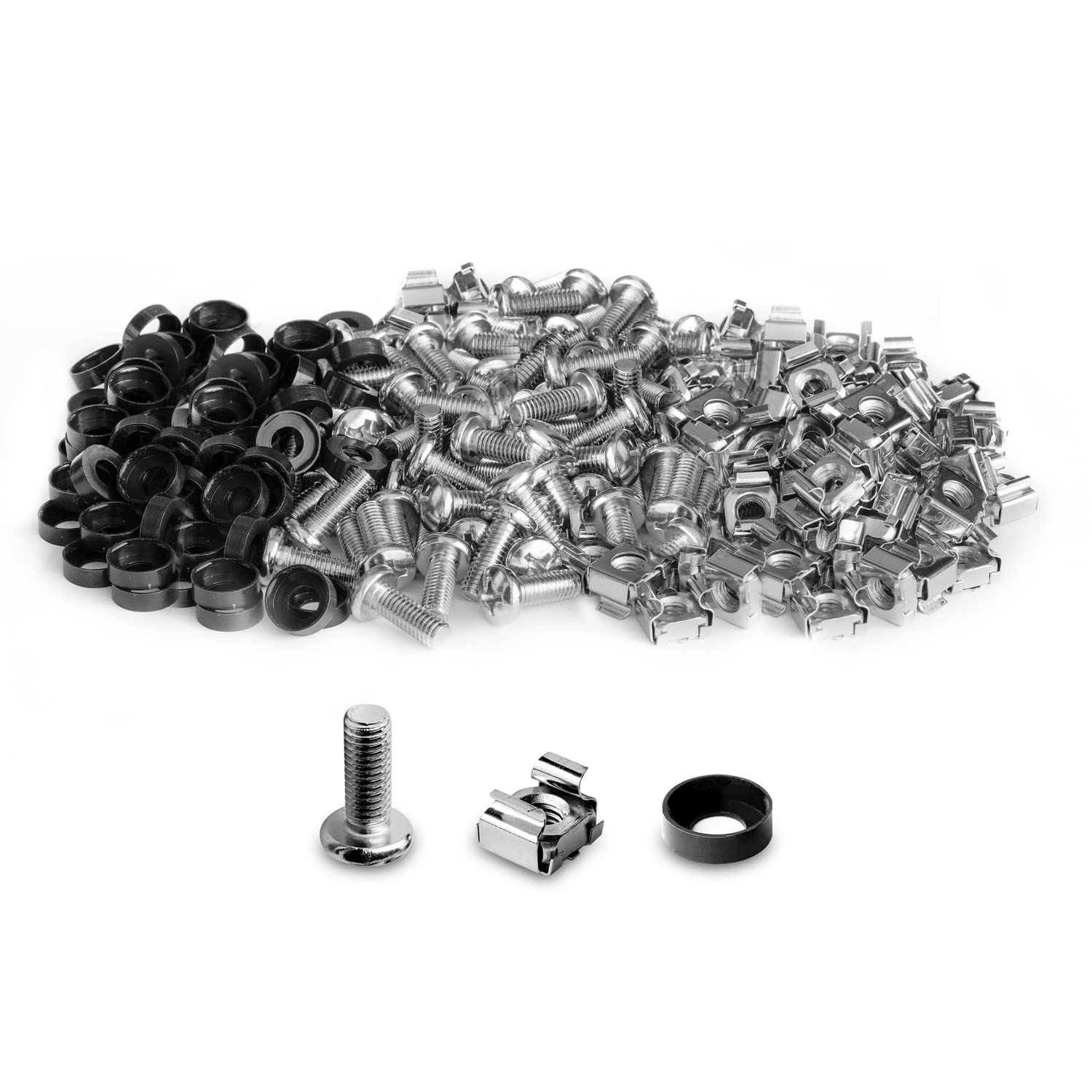 LMS DATA M6 Cage Nuts, Bolts and Washers Kit 20 PACK- For Rack Mount Equipment installation on Network cabinets (20 pack, Nickle),