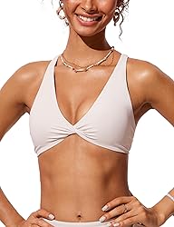 CRZ YOGA Womens V Neck Bikini Tops Twist Front