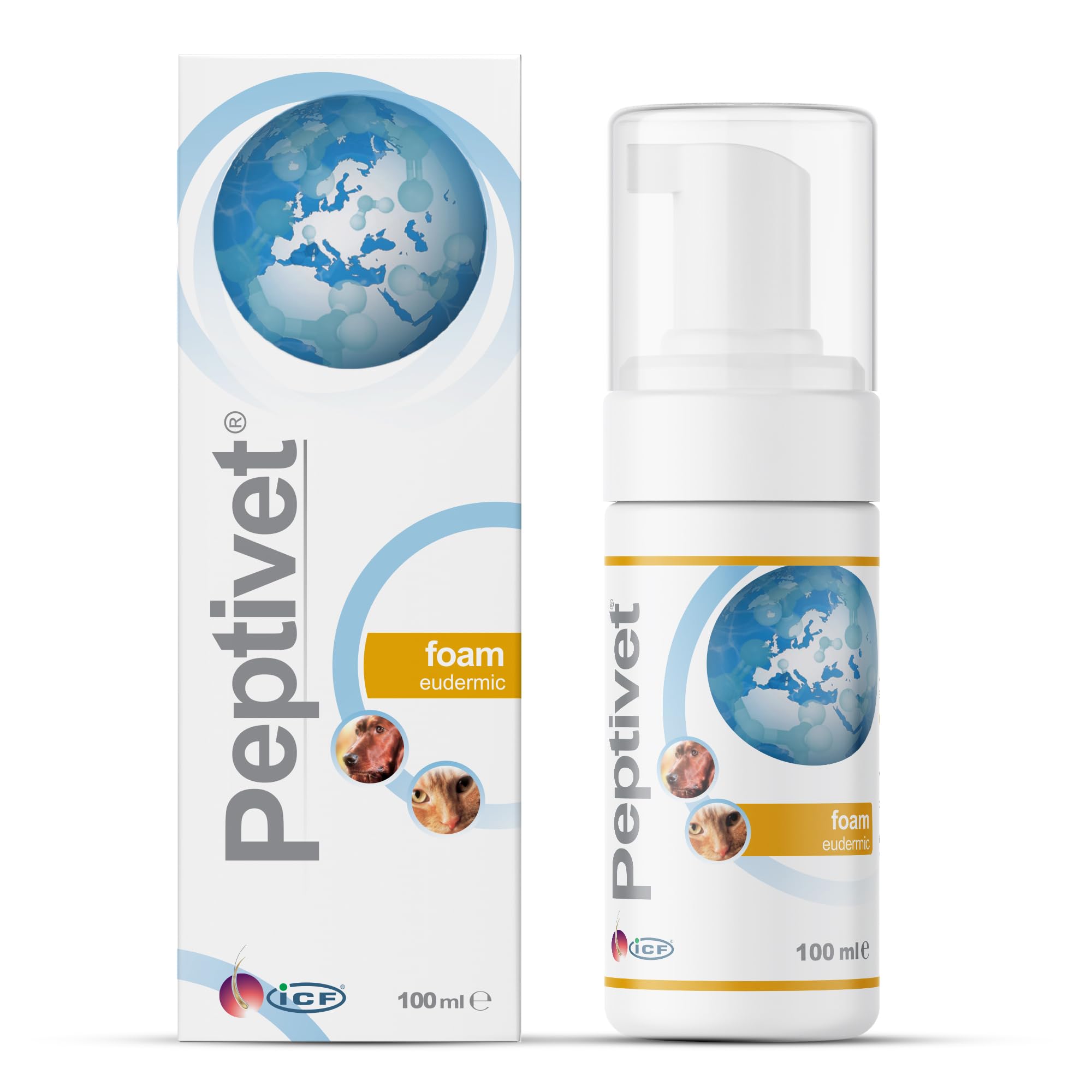 ICF | Peptivet Foam Eudermic Foam for Dogs and Cats | Soothing for Itchy Skin | Moisturising | Fast absorbing | Non-Irritant | 100 ml