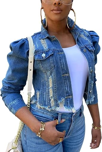 denim crop top long sleeve
