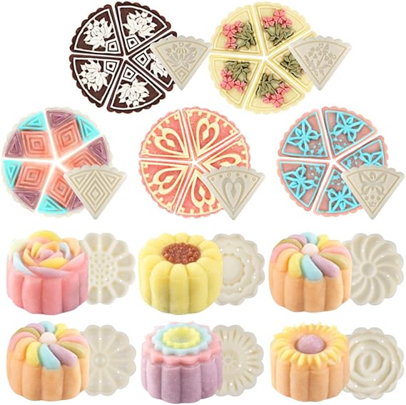 Ustensiles Pour Decoration De Gateau Cuisson Blanc Lot De 2 Presse A Biscuit En Forme De Fleur Et Triangle Avec 11 Motifs Moule A Lune Gateau Mooncake Cuisine Maison Patisserie Dwteam In