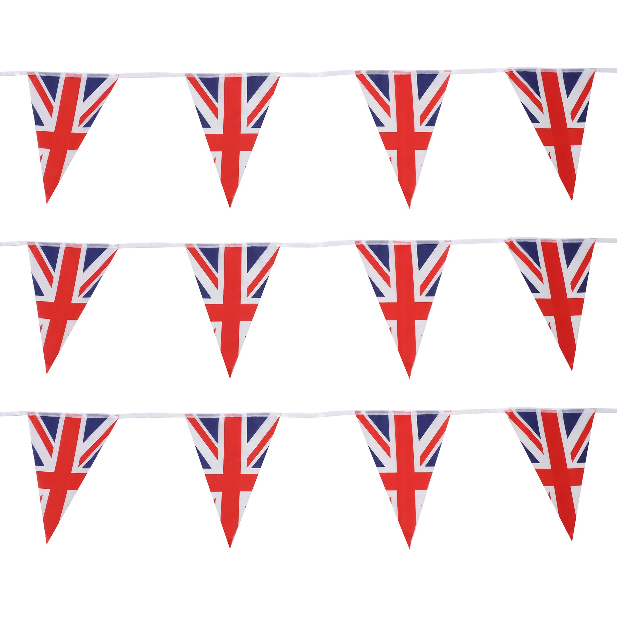 TRIXES 8M Triangle Flags Union Jack Bunting – Outdoor and Indoor Party Decorations – UK themed Banner