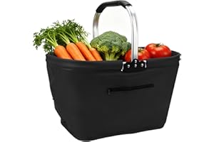 SelWatty Reusable Grocery Bag, 35L Large Storage Box Bag, Collapsible Grocery Shopping Basket with Reinforced Bottom and Hand