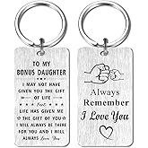 Jzxwan Bonus Daughter Gifts, I Love You Step Daughter Birthday Valentines Day Keychain, Stepdaughter Gifts Key Chain, Stepdaughter Present from Stepmom Stepdad