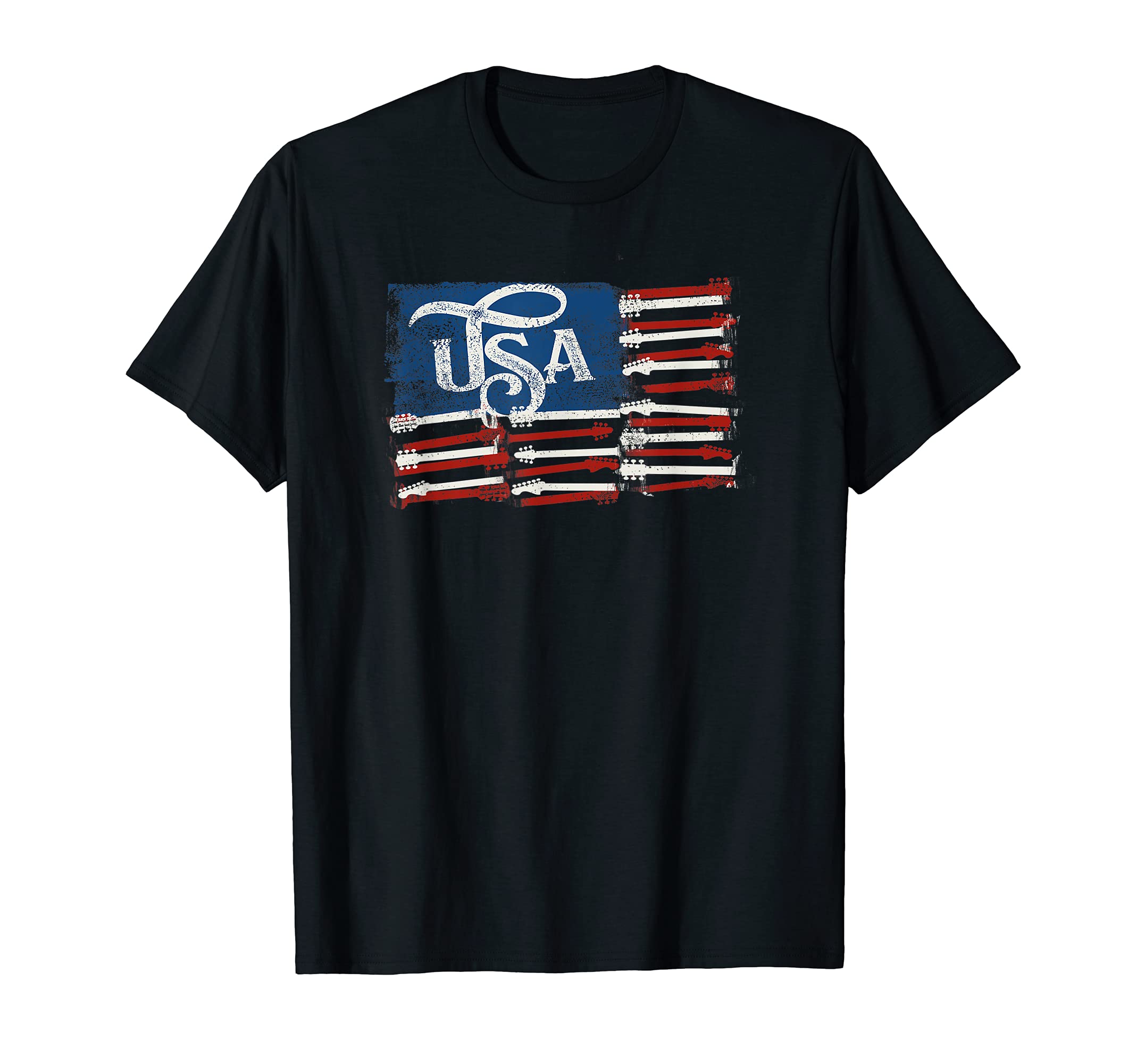 4th of July, USA Vintage Flag guitars for music lovers T-Shirt