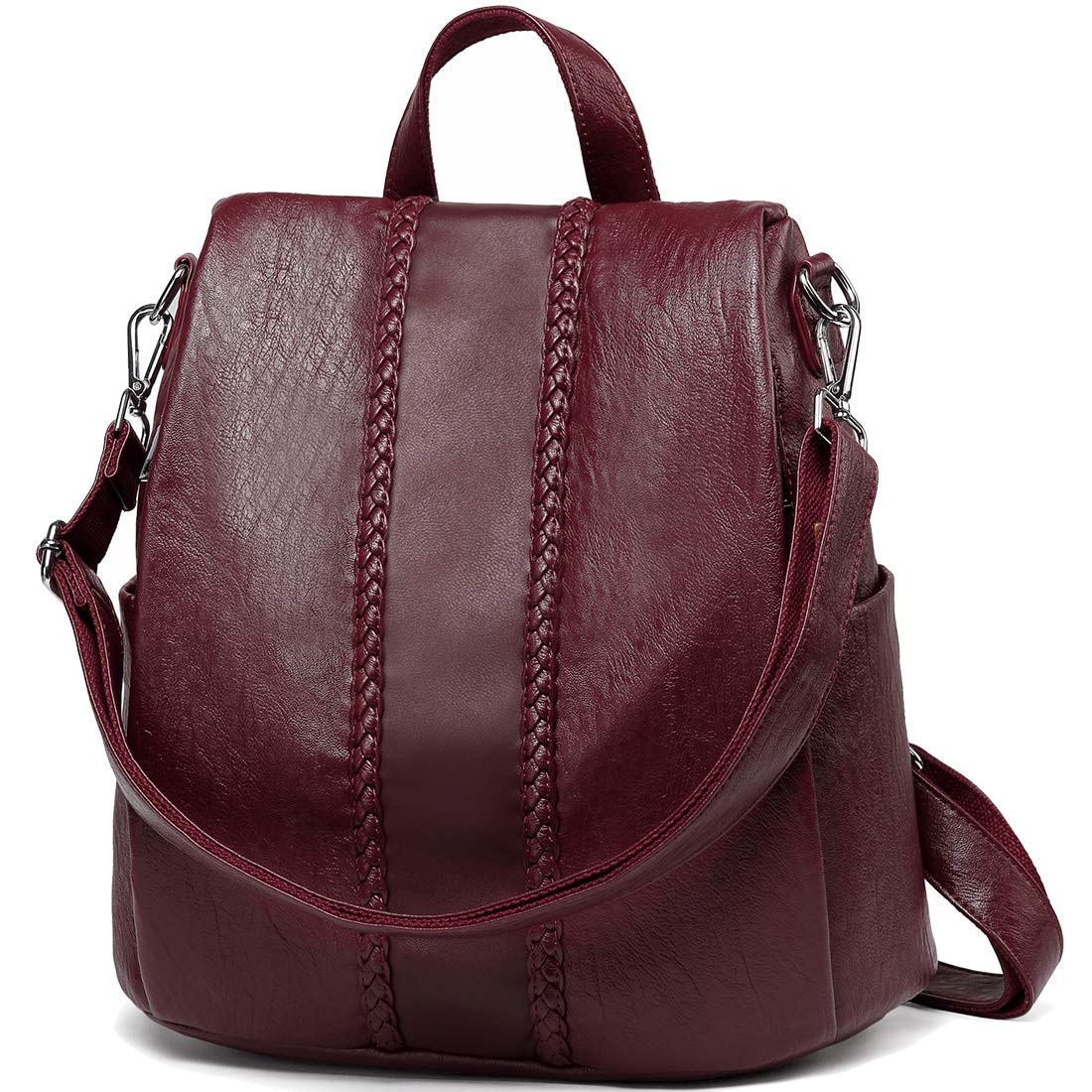 VASCHY Anti-theft Women's Vegan Leather Vintage Bag Backpack Women Fashion Water Resistant with Multiple Compartments for Work School Appointments Gift, Burgundy, One Size, Backpack Bags