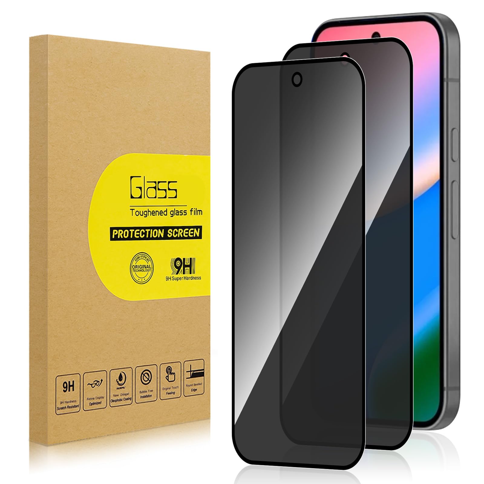 Lokyoo 2 Pack Privacy Screen Protector for Google Pixel 10/10 Pro[Anti-Spy Tempered Glass][Fingerprint Unlock Support], Anti-Scratch, Bubble-Free,Protective 9H Glass for Google Pixel 10/10 Pro