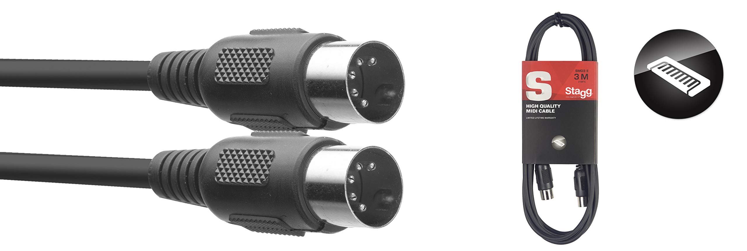 Stagg 18192 1 m MIDI DIN 5 Pin Male Plug Cable - Black