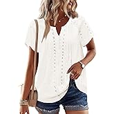 BETTE BOUTIK Women Short Sleeve Boho Tops Summer Dressy Casual Shirts Trendy Western Blouses