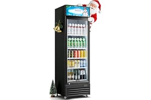 BODEGACOOLER Commercial Beverage Refrigerator, 12.5 Cu. Ft Black Commercial Merchandiser Refrigerator, LED Light/Adjustable Shelves,Upright Large Display Refrigerator For kitchen/Office/Home/Garage.