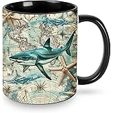 wiuurs Shark Coffee Mug 11OZ Funny Ceramic Tea Cup Kitchen Decor Novelty Mugs for Home Office Travel