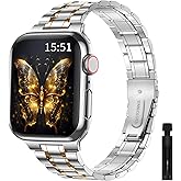 maenwvo Stainless Steel Band Compatible with Apple Watch 42mm(Series10) 38mm 40mm 41mm, Metal Strap for iWatch Bands for Women