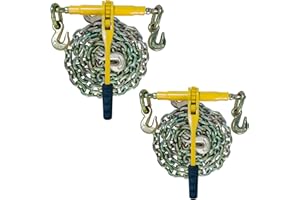 SENOTOYAR Chain and Binder Kit 5/16in-3/8in，G80 Chains Heavy Duty Ratchet Load Binders，Secure Tie Down Binder for Hauling and Towing,2 Pack
