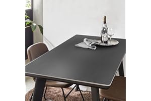 FURKIT Dark Gray Plastic Table Protector Cover Pad, 1.5mm Thick Waterproof Leather-Look PVC Rectangle Desk Mat, 42x72 inch Anti Scratch Heat Resistant Table Top Area Mat for Dining Table, Office Desk