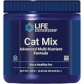 Life Extension Cat Mix, Cat Food Supplements, 85 Servings | With Probiotics, L-Arginine, Taurine, B12, Folic Acid, Vitamin C &amp; E &amp; Rosemary for Heart Health &amp; Nutrient Absorption