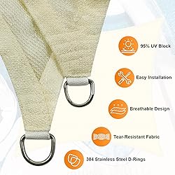 Artpuch Sun Shade Sail, 6'x12' Cream