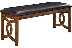 New Classic Furniture Gia Upholstered Dining Bench, Warm Brown Finish