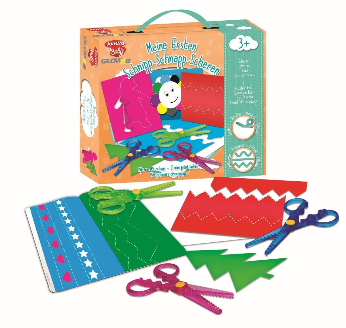 Joustra 41924 My First Snap Snap Craft Scissors, Contour Scissors, Children's Scissors, 3 Scissors, 1 Cutting Book