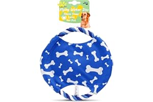Calibonbon Dog Rope Flying Disc | Durable Canvas & Sturdy Cotton Rope | Interactive Training Toy | for Small & Medium Dogs | 9” L x 9” W - Pack of 1