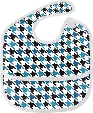 Lmfshop Bavoirs Pour Les Filles Bavoir Bleu Noir Sans Couture Motif Pied De Poule Design Garcon