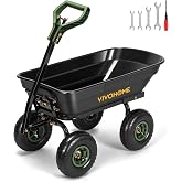 VIVOHOME 4 Cu.ft 660lbs Wheelbarrow Dump Garden Cart | 2-in-1 Convertible Handle, Attach to ATV or Tractor, 10" All Terrain Wheels, Heavy Duty Utility Trailer for Yard