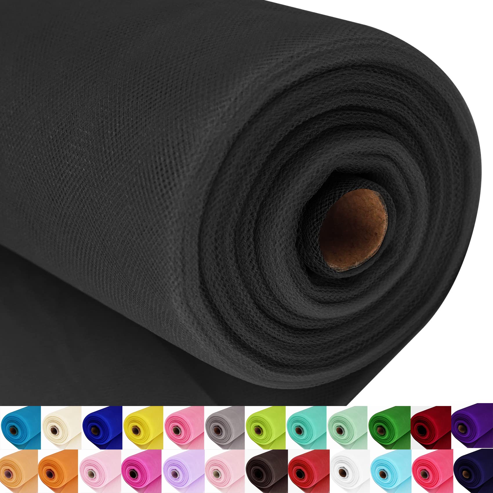 Photo 1 of Black Tulle Fabric Roll Spool Bolt (54 Inch by 40 Yards) Large Tulle Wedding Party Decoration, Tutu Skirt, Table Runner, Gift Wrapping, Bridal Shower, Soft & Drape (Black)