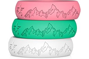 5starzz Premium Quality Fashion Silicone Wedding Ring for Men and Women, Rubber Wedding Band, Practical and Beautiful Mountains Design Inspired by Nature, 8 or 6 mm Wide, Comes in a Gift Box