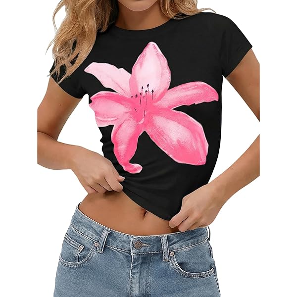 Cioatin Crop Top Donna Con Scollo A Cuore - Manica Corta Increspato - Maglietta Estiva Y2K Per Ragazze - Colori Nero, Bianco, Rosa