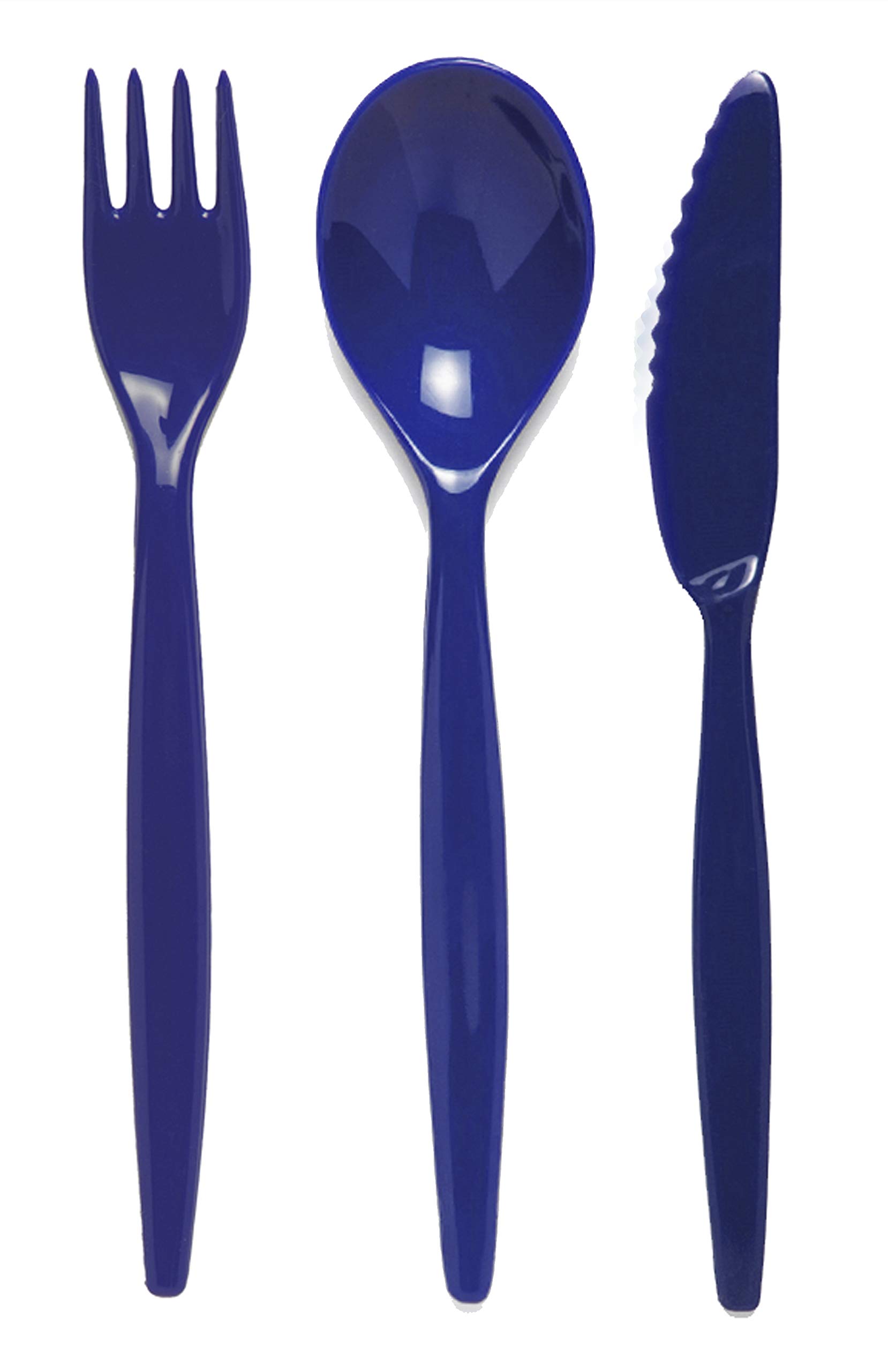 Harfield Royal Blue Cutlery Set - Knife, Fork & Spoon - Reusable Virtually Unbreakable Polycarbonate Plastic