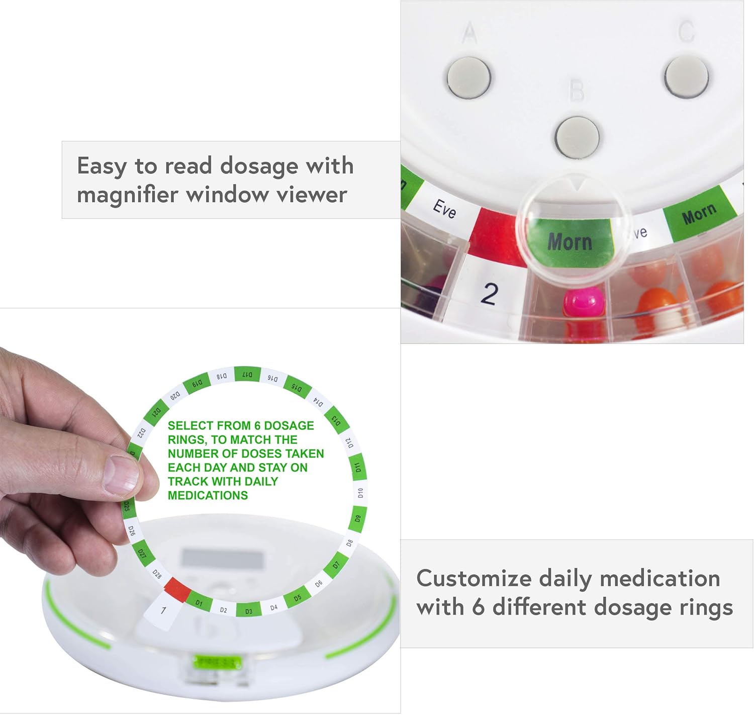GMS 28 Day Automatic Pill Dispenser Dosage Reminder for up to 6 Alarms a Day with Flashing Light and Locked Cover - Standard Edition: Health & Personal Care
