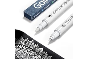 Gain-Art White Fabric Marker for Dark Clothes - Wash-Resistant, No Bleed, Quick Dry Professional Dual Tip Pen - Permanent Paint for Clothing, Canvas Cover Stains - DIY Art Crafting Set of 2