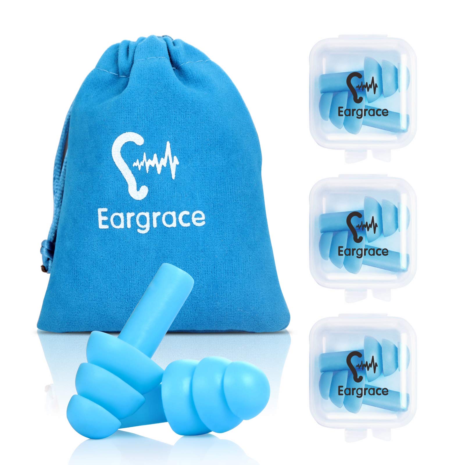 Silicone Swimming Earplugs, 3 Pairs Waterproof Reusable Swimming earplugs for Swimmers, Shower, Bathing and Other Water Sports