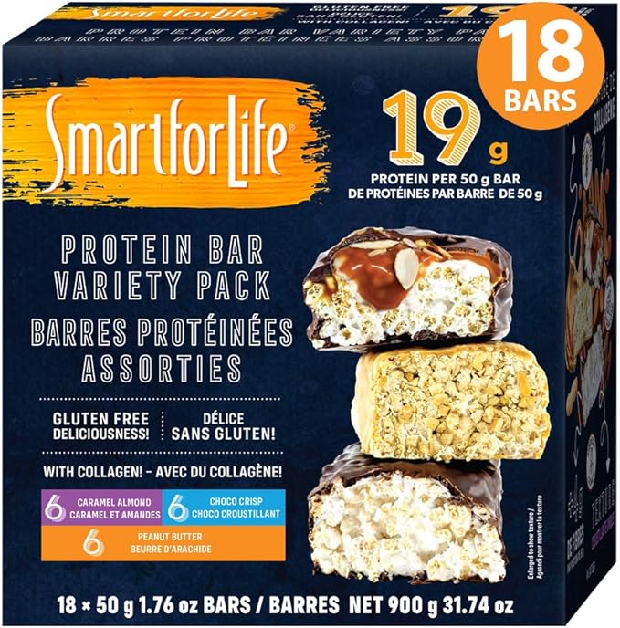 Smart for Life Protein Bar Variety Pack, Caramel Almond, Chocolate