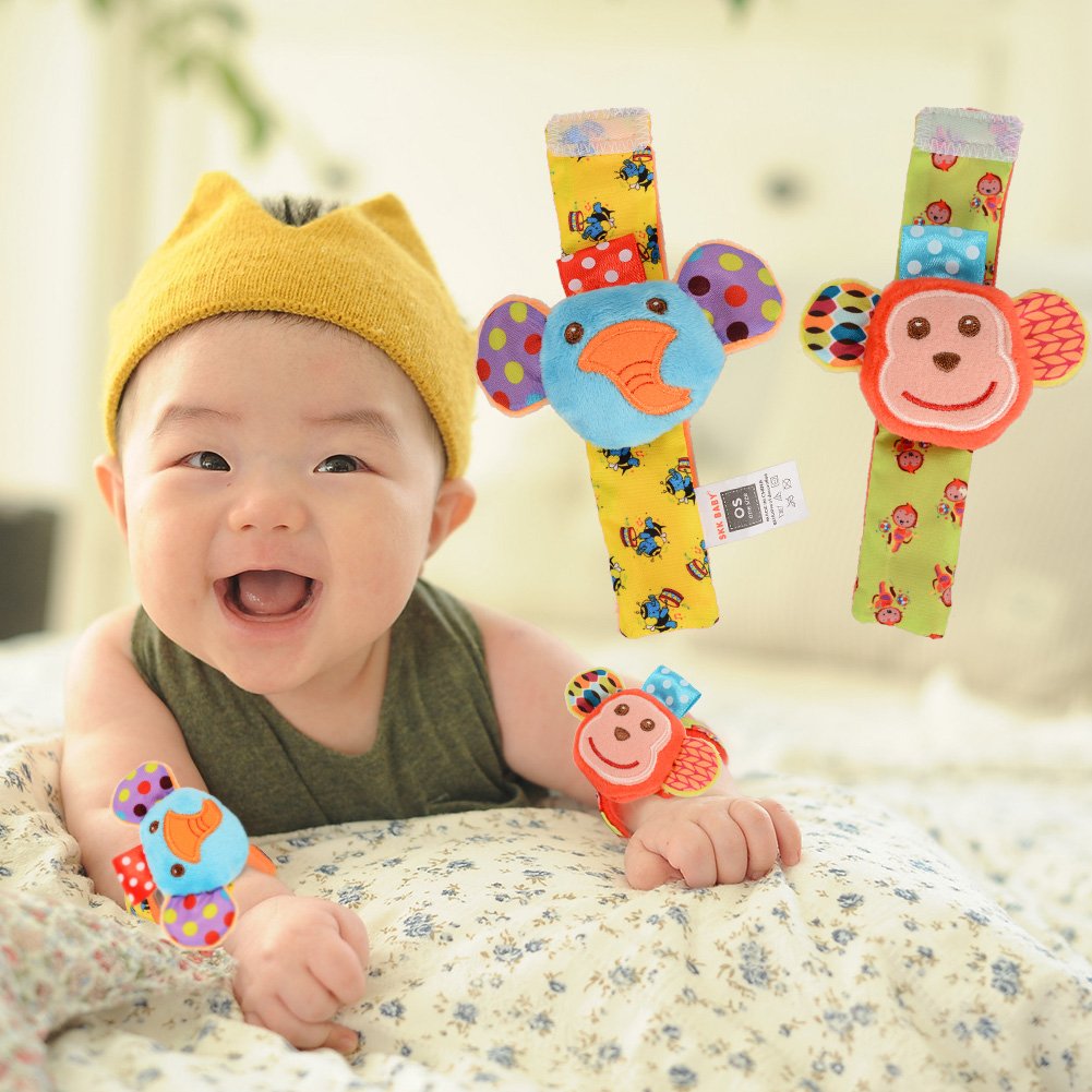 deardeer baby infant animal wrist and feet rattles