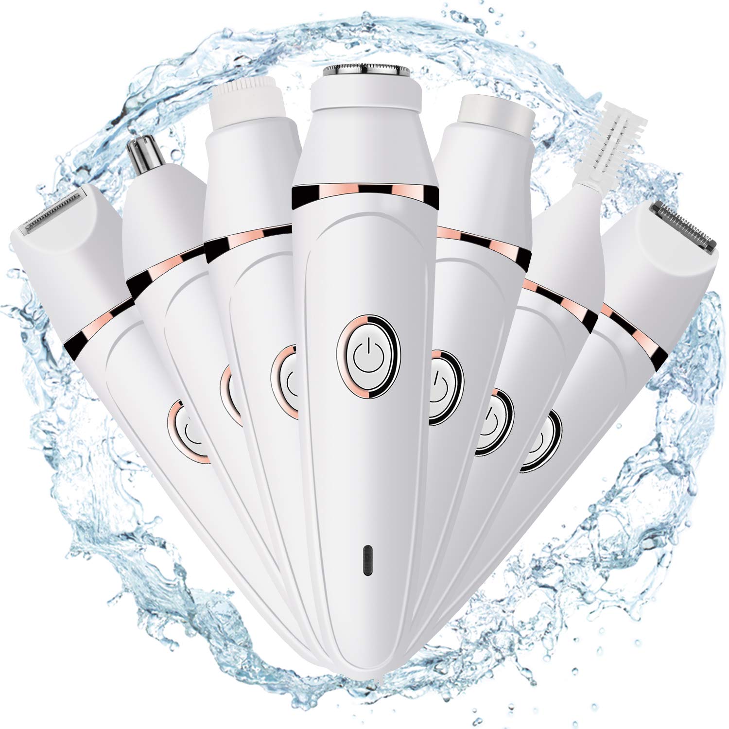 Electric Razor for Women, 7 in 1 Lady Electric Shaver, Rechargeable Facial Hair Removal Bikini Trimmer for Women Face, Body, Nose Hair, Eyebrow, Arms, Legs