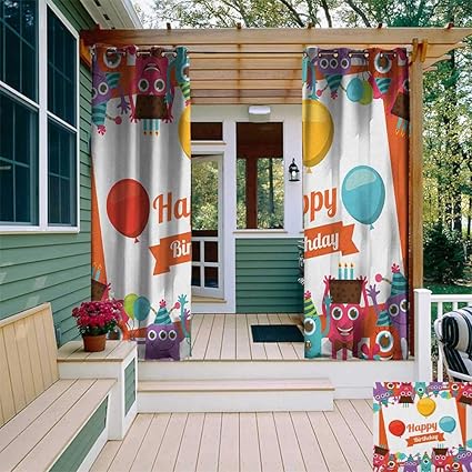 Amazon Com Leinuoyi Birthday Porch Curtains Outdoor Waterproof