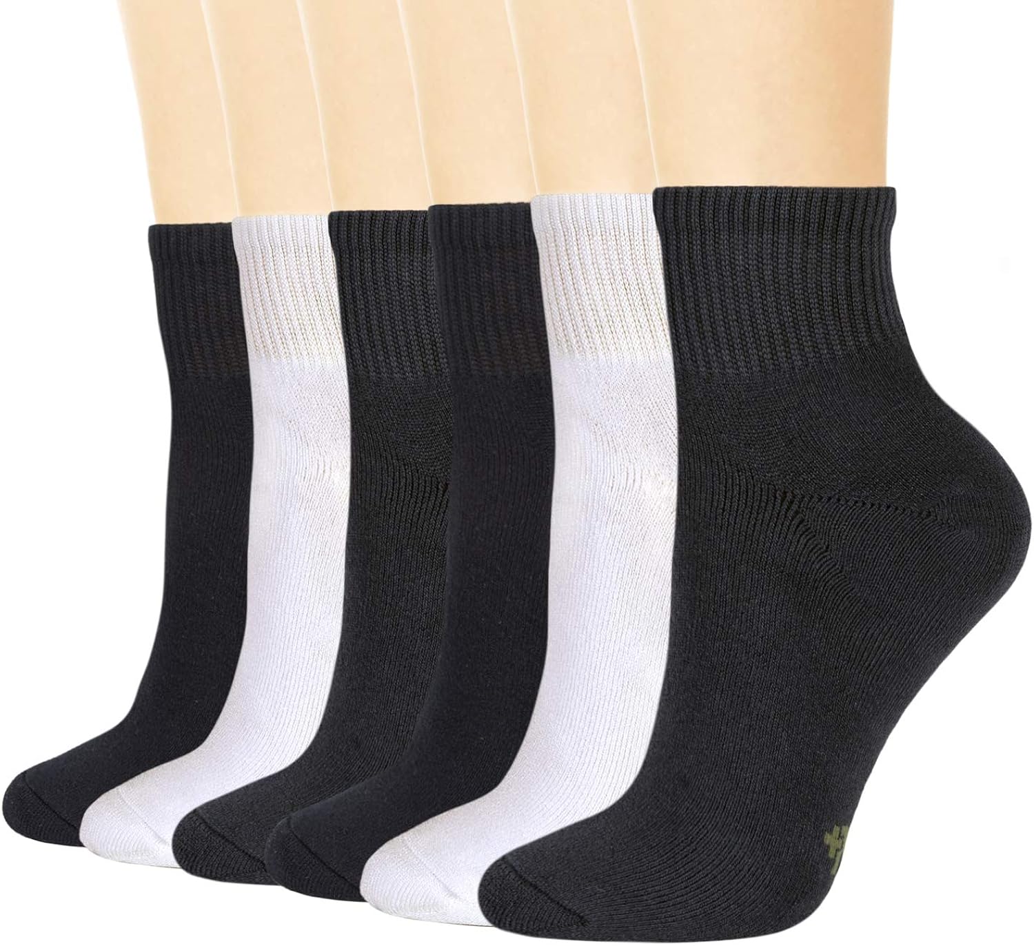 +MD 6 Pack Womens Bamboo Ankle Socks Extra Heavy Full Cushion Quarter