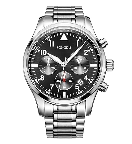 BINGER Mens Date Luxury Stopwatch Chronograph Waterproof Stainless Steel Business Casual Wrist Watch