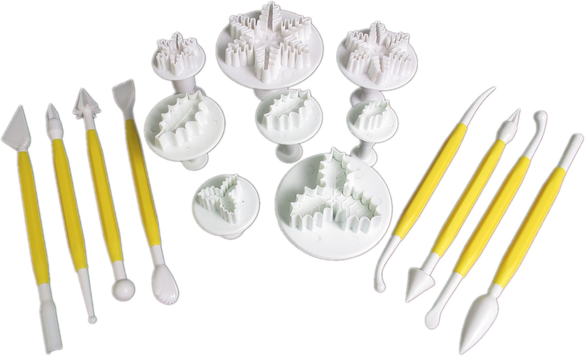 16 pcs Snowflake&Sculpting pen Cake Fondant Sugarcraft Cutter Plunger Cookies Decorating Tool