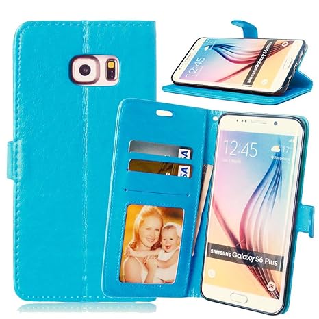 Nancen Compatible with Handyhülle Galaxy S6 Edge Plus / G9280 (5,7 Zoll) Lederhülle Style Acht Farbe Weich PU Flip Case Leder